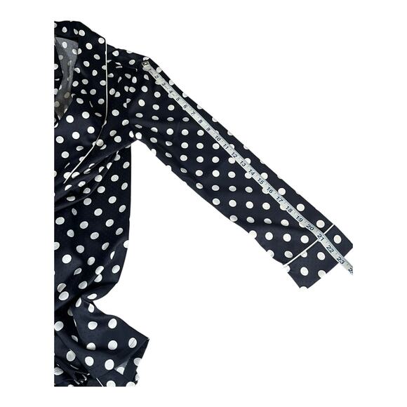 Something Navy Navy Blue & White Polka Dot Satin Pajama Robe – Size Small - Picture 7 of 10
